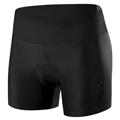 Abbildung von XGC Damen Radunterhose Radsportshorts Fahrradhosen mit elastische atmungsaktive 4D Gel Sitzpolster Einer hohen Dichte (M, Black (6017))