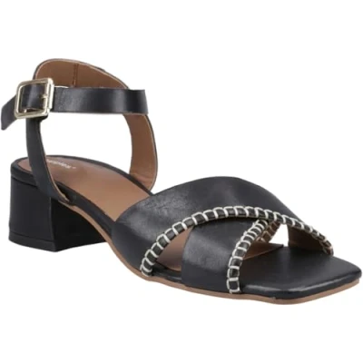 Abbildung von Hush Puppies Lyla Heeled Damen Sandalen Aus Schwarzem Leder