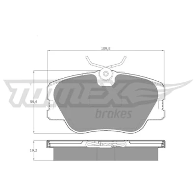 Abbildung von TOMEX brakes TX 10 21 Bremsbelagsatz Vorderachse für Verschleißwarnanzeiger vorbereitet MERCEDES BENZ: 190, W124 Limousine, S Klasse Limousine