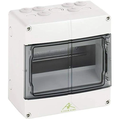 Abbildung von SPELSBERG Gruppentafel AK9 9 Module 1 ReiheBxHxT 200x200x122 mmgrau RAL7035, IP 65 mit Scharnierdeckel