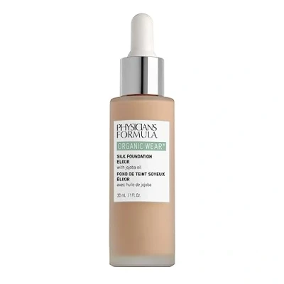 Abbildung von Physicians Formula Organic Wear Silk Foundation Elixir, Leichte, Ultra Flüssige Bio Foundation, Angereichert mit Jojobaöl und Aloe Vera, Helle bis Leichte Tönung