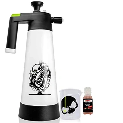 Abbildung von Nuke Guys Snow Foam Set: Foamer 2L Schaumsprüher + SONAX ProfiLine ActiFoam Energy 25ml Aktivschaum Messbecher 150ml skaliert mit skull