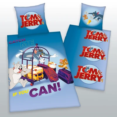 Abbildung von Herding Tom &amp; Jerry Bettwäsche Set, Kopfkissenbezug 80 x cm, Bettbezug 135 200 Mit Knopfleiste, 100% Baumwolle/Linon