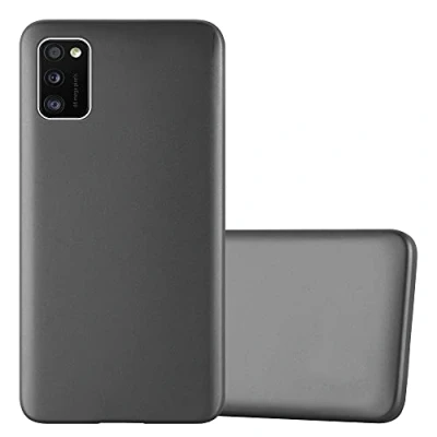 Abbildung von Cadorabo Hülle kompatibel mit Samsung Galaxy A41 Schutzhülle TPU Silikon Case Metallic Design Slim Kratzfest Weiche Gummi Rundumschutz für in Grau