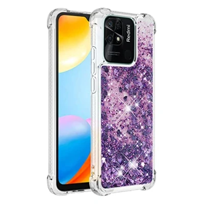 Abbildung von KBIKO zxl Kompatibel mit Hülle Xiaomi Redmi 10C Glitzer Handyhülle, Glitter Flüssig Treibsand Case Weich Silikon TPU Bumper Schutzhülle Mädchen Frauen für 10C.Purple YBL