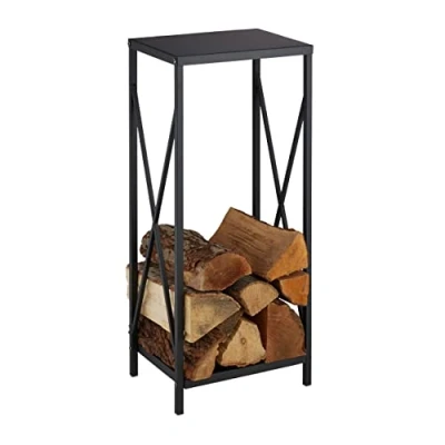 Abbildung von relaxdays Kaminholzregal Schwarzes aus Stahl, BxTxH:34x25x80 cm