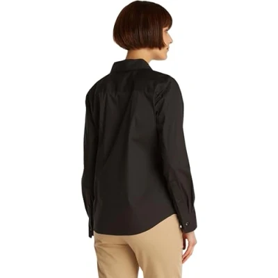 Abbildung von Tommy Hilfiger Damen Hemd Poplin Regular Fit, Schwarz (Black), 34