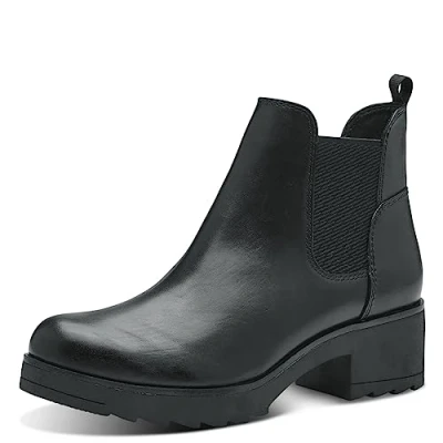 Abbildung von MARCO TOZZI Damen Chelsea Boots Vegan mit Blockabsatz, Schwarz (Black), 37 EU