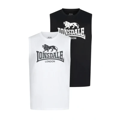 Abbildung von Lonsdale Male Adult Rolleston Ärmelloses T Shirt, Black/White, 3XL EU