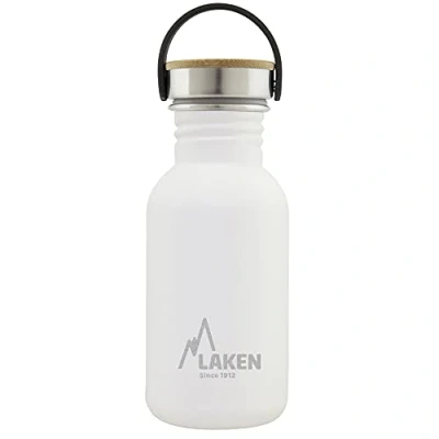 Abbildung von Laken Basic Edelstahlflasche, Trinkflasche Weite Öffnung mit Edelstah Schraubverschluss Bambo, BPA frei 0,50L, Weiß