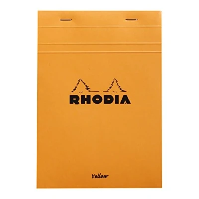 Abbildung von Rhodia 16260C Notizblock (yellow legal pad, DIN A5, 14,8 x 21 cm, geheftet, 80 Blatt, kariert, 80g) 1 Stück, orange