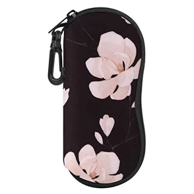 Abbildung von MoKo Brillenetui [Ultra Lightweight] Neopren Reißverschluss Sonnenbrille Tasche mit Gürtelclip für Brillen, Rahmen, Tragbare Case Schlüssel, Bleistifte, Karten, Schwarz &amp; Weiß Magnolie