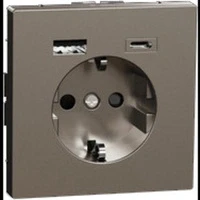Abbildung von Schneider Electric Merten MEG2367 6050 Steckdose mit USB Anschluss Typ A+C System Design Nickelmetall, Schuko Unterputz, Schutzkontaktsteckdose, geeignet für Smartphone, Tablet
