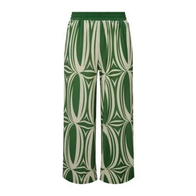 Abbildung von Ulla Popken Geometric Print Elastic Waist Culottes Maxirock, Damen, Größe: 54/56, Moss green