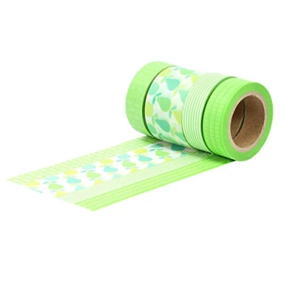 Abbildung von Papierdrachen 4 Rollen Washi Tape Birnen grün Klebeband zum Dekorieren von Bullet Journals und Geschenken Masking Set 11 für Scrapbooking DIY Projekte