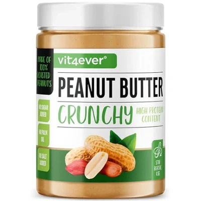 Abbildung von Erdnussbutter Crunchy 1kg natürliche Peanut Butter ohne Zusätze High Protein Erdnussmus von Salz, Öl oder Palmfett Vegan