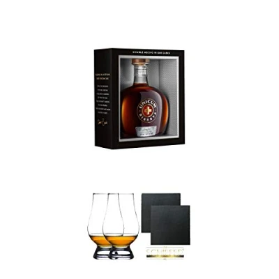 Abbildung von Unicum RISERVA 0,7 Liter + The Glencairn Glas Stölzle 2 Stück Schiefer Glasuntersetzer eckig ca. 9,5 cm Ø