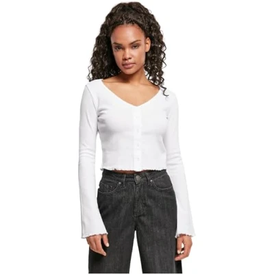 Abbildung von Urban Classics Cropped RIB Langarmshirt, Damen, Größe: XS, White