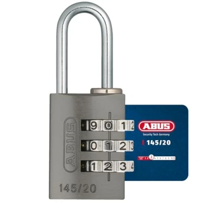 Abbildung von ABUS Zahlenschloss 145/20 Titanium Kofferschloss, Spindschloss u. v. m. Aluminium Vorhängeschloss individuell einstellbarer Zahlencode Sicherheitslevel 3