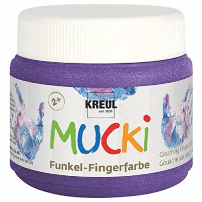 Abbildung von KREUL 23121 Mucki schimmernde Funkel Fingerfarbe, 150 ml in Zauber lila, auf Wasserbasis, parabenfrei, glutenfrei, laktosefrei und vegan, auswaschbar, vermalbar mit Pinsel Fingern