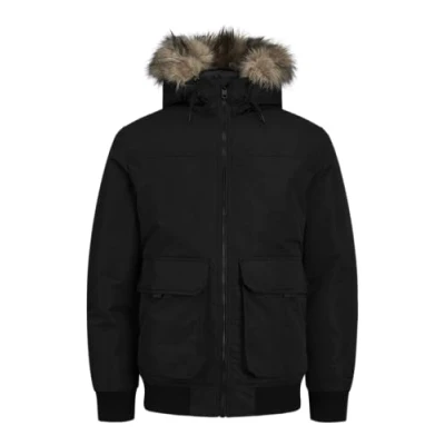 Abbildung von Jack &amp; Jones Bomberjacke &quot;JJCONSTRUCT FAUX FUR BOMBER&quot;, mit Kapuze, Kapuze abnehmbarem Kunstfell Rand