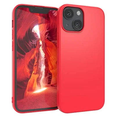 Abbildung von EAZY CASE Handyhülle Silikon mit Kameraschutz kompatibel iPhone 13 Mini in Rot, Ultra dünn, Slimcover, Silikonhülle, Hülle, Softcase, Backcover