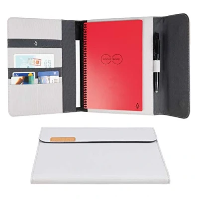 Abbildung von Rocketbook Capsule 2.0 Schreibmappe für Core, Panda und Fusion Digitales Notizbuch Executive, Grau Wiederverwendbarer Notizblock Konferenzmappe Organizer Mappe mit Magnetverschluss
