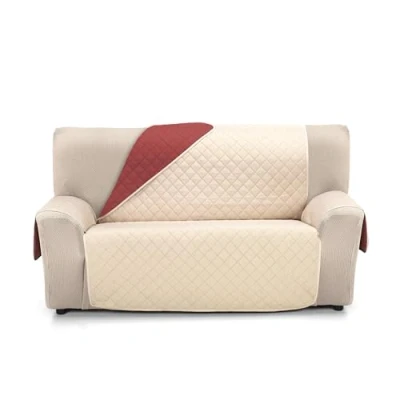 Abbildung von Martina Home Sofaüberwurf gesteppt, wendbar, Bernstein, 4 Sitzer, Beige, Rot