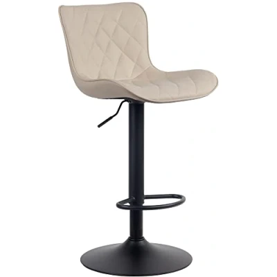 Abbildung von CLP Barhocker Emma I Höhenverstellbarer Barstuhl 360 Drehstuhl Mit Rückenlehne Für Küche Und Bistro, Farbe:Creme, Material:Kunstleder