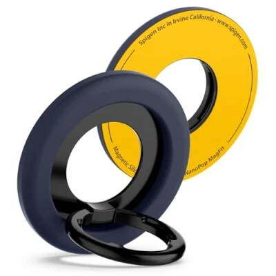 Abbildung von Spigen NanoPop MagFit MagSafe Ring Magnet Halterung【Magnetisch &amp; 135 Verstellbar】Silikon Ringhalter Ständer, Handy Griff mit Fingerhalterung für iPhone 16 Pro Max Plus Mini 15 14 13 12 Marine
