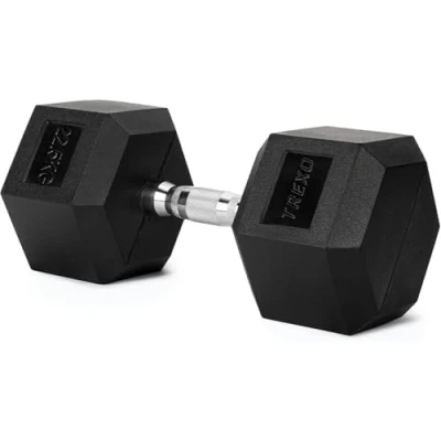 Abbildung von TREXO Hantel 22,5 kg Hexagon Durable gummierte Gusseisen für Krafttraining zu Hause mit ergonomischen Griff stabil und vielseitig Hex