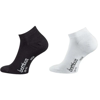 Abbildung von TippTexx 24 Unisex, 6 Paar Bambus Sneakersocken mit Garantie, Ökotex (Schwarz/Weiß, 39/42 Paar)