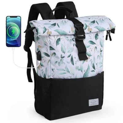 Abbildung von MoFut Rucksack Damen Herren Groß Schulrucksack viele Fächer mit 15,6&quot; Laptopfach, Unisex Wasserdichter Rolltop Rucksack, Lässiger Backpack Schule Freizeit Uni Arbeit Wandern(ST W).