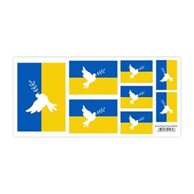 Abbildung von FOTOFOL Ukraine Aufkleber Set Fahne Flagge Karte Blumen Friedenstaube Ukraine, für Auto, Fahrzeuge, Roller, Moped, Motorrad Helm, Fahrrad, Laptop, Smartphone (Friedenstaube)