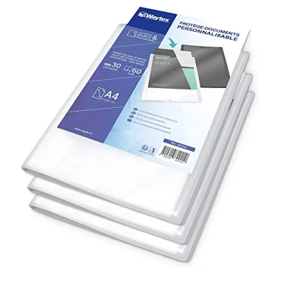 Abbildung von WAYTEX 931442P Dokumentenmappe, A4, personalisierbar, 60 Fotos, 30 Hüllen, Polypropylen, transparent