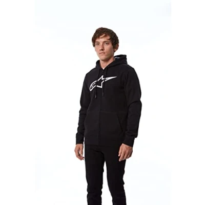 Abbildung von Alpinestars Ageless Zip Hoodie V3 Kapuzenpullover für Herren Fleece Sweatshirt mit Kapuze Schwarz/Weiß S