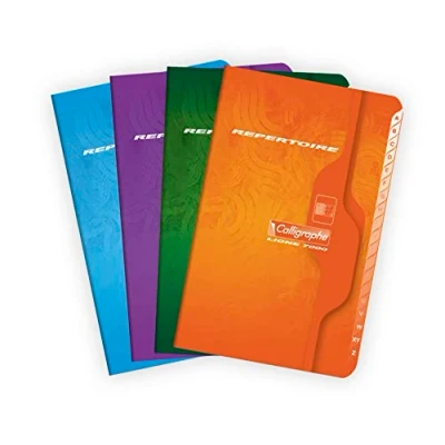 Abbildung von Calligraphe Clairefontaine 237C Packung mit 5 Vokabelheften Calligraphe, Spiralbindung, 11x17 cm, 90 Blatt kariert, 70g, farbig sortiert, 1 Pack