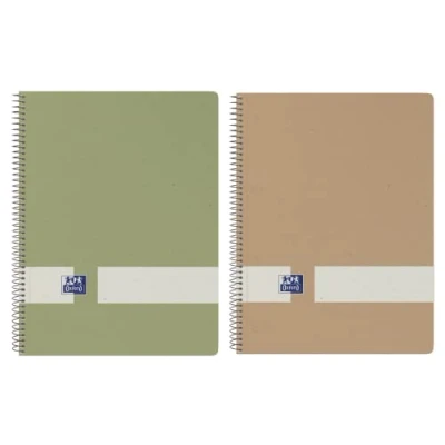 Abbildung von Oxford Nature Notizbücher, A4+, kariert, 5 x 5, Hardcover, Recycling Karton, 80 Blatt, mikroperforiert, 2er Pack, neutrale Farben