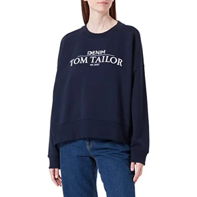 Abbildung von TOM Tailor Denim Oversized LOGO Sweatshirt, Damen, Größe: Medium, Sky captain blue