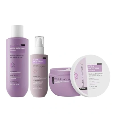 Abbildung von Bare Anatomy Ultra Smoothing Shampoo and Hair Mask Serum Kit Smoothness Thickens Repairs Damaged Locks in Moisture Sulphate Paraben Free For Women Men 250ml