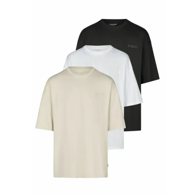 Abbildung von Jack &amp; Jones Jjecharge 3 Pack Tshirt basic, Herren, Größe: Medium, 1 (black white moonbeam)