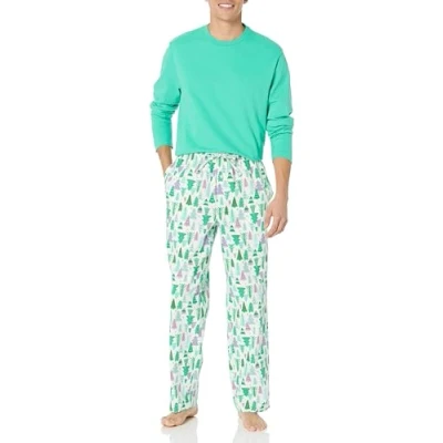Abbildung von Amazon Essentials Herren Pyjama Set aus Flanell (erhältlich in Big &amp; Tall), Ecru Weihnachtsbaum, XXL