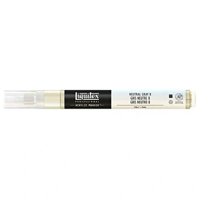 Abbildung von Liquitex 4628599 Professional Paint Marker, Acrylmarker mit hochpigmentierte Acrylfarbe auf Wasserbasis für den Innenbereich &amp; Außenbereich, feine Spitze Neutralgrau Nr. 8
