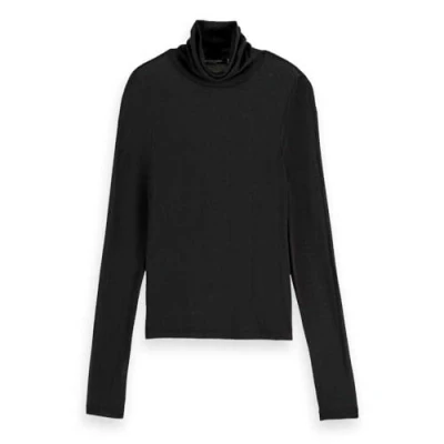 Abbildung von Scotch &amp; Soda CORE ROLL UP NECK LONG Sleeve Langarmshirt, Damen, Größe: XS, Black