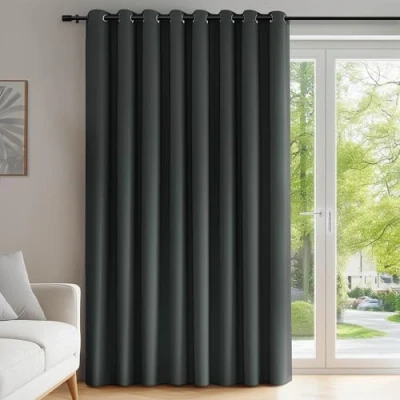 Abbildung von Deconovo Ösenvorhang mit Ösen Gardinen Schlafzimmer Blcikdicht Thermogardine Dicke Thermovorhang Kälteschutz Hitzeschutz, 242x254 cm(HöhexBreite), Dunkelgrau, 1 Stück