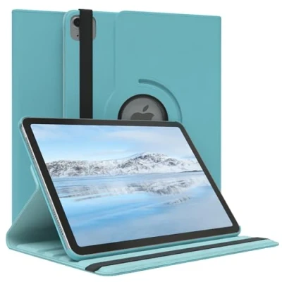 Abbildung von EAZY Case Tablet Hülle für iPad Air 6 (2024) Schutzhülle 10,9 Zoll Smart Cover Rotationcase zum Aufstellen klappbar 360 drehbar mit Standfunktion Tasche Kunstleder in Blau