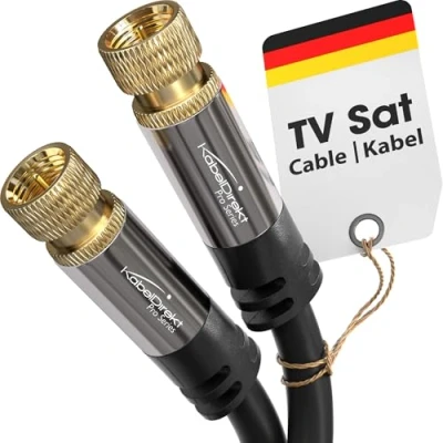 Abbildung von KabelDirekt SAT Kabel, Koaxialkabel Internet, Satellitenkabel TV Kabel/Fernsehkabel mit F Stecker, bruchfestem Metallstecker und mehrfach geschirmt 2 m (für Radio, DVB T2, C, S2)