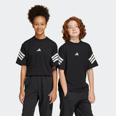 Abbildung von adidas Performance Future Icons 3 Stripes Junior Unisex Tshirt print für Kinder, Größe: 128, Black/white