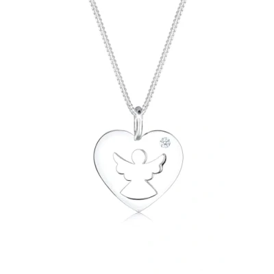 Abbildung von Elli DIAMONDS Halskette Damen Herz Schutzengel Diamant (0.03 ct.) in 925 Sterling Silber