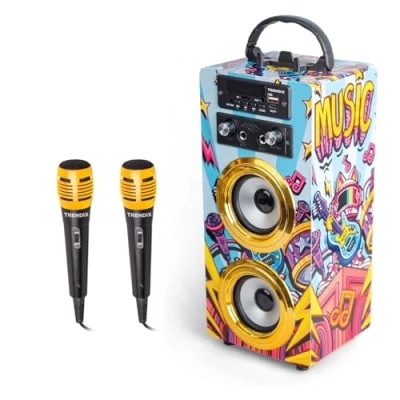 Abbildung von Trendix Karaoke Kinder Music Star Maschine 2 Mikrofone Anlage Mit Mikrofonen Für Jungen Und Mädchen Set Bluetooth, FM Radio, USB, SD Mikr